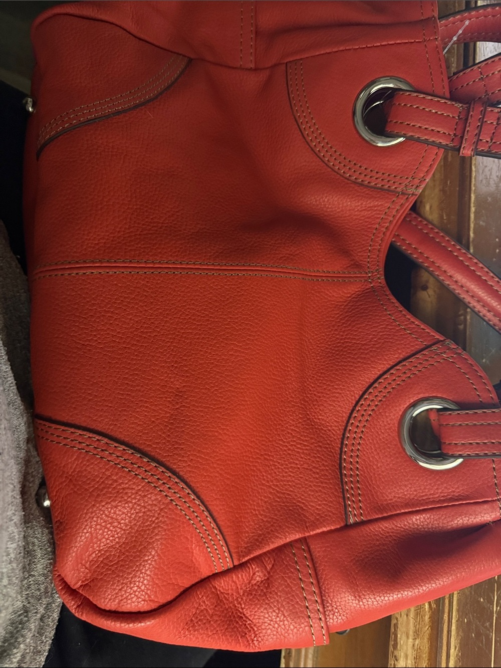 Tignanello Burnt Orange Genuine Pebbled Leather Hobo Shoulder Bag - Dec 2015